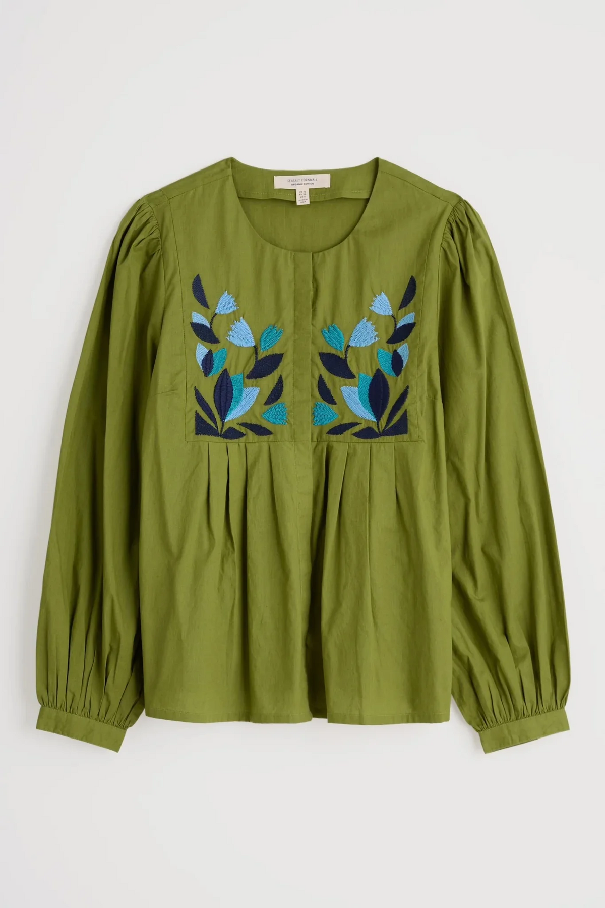 Seasalt Cornwall - ‘Thornapple’ Embroidered Shirt - Dark Citron