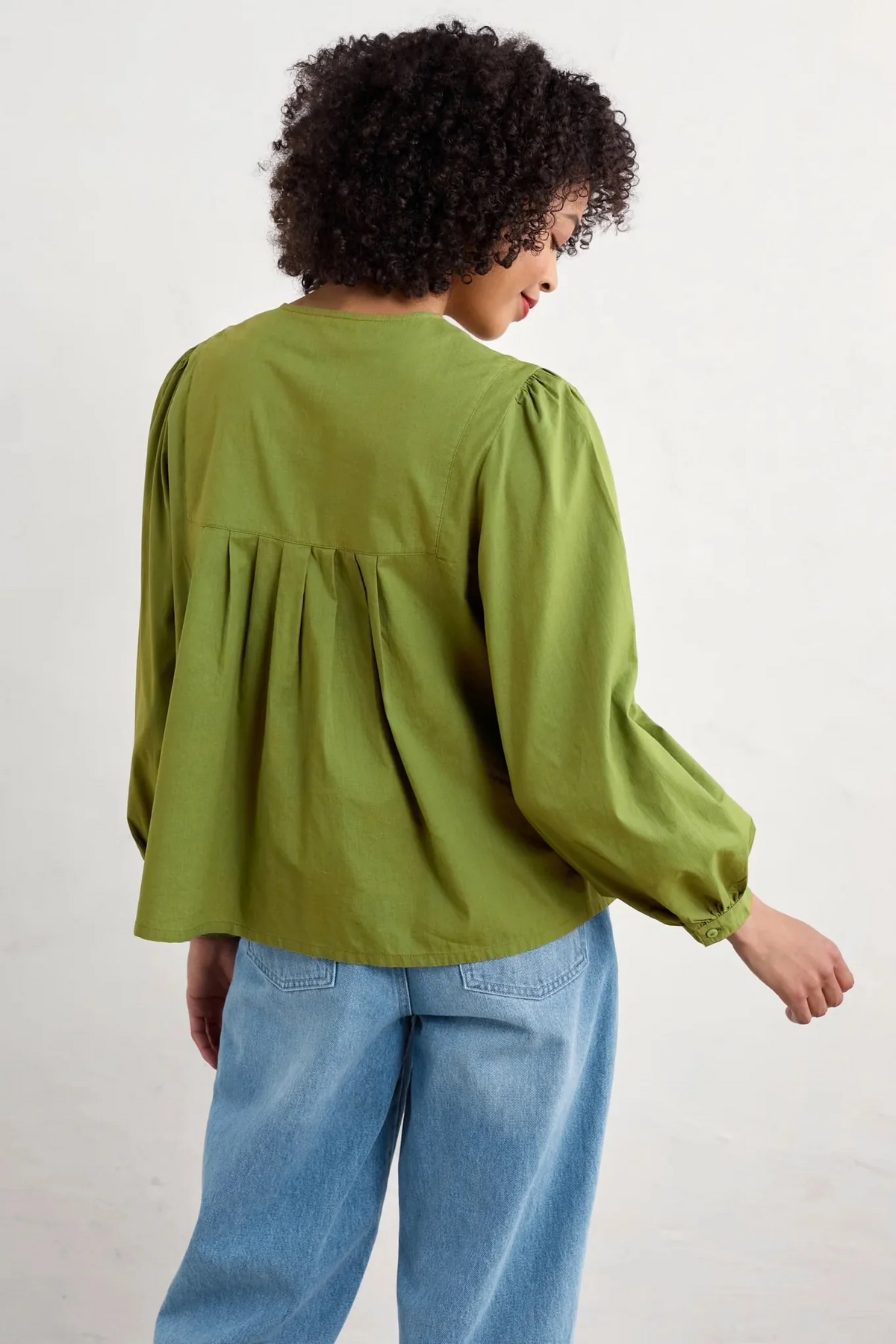 Seasalt Cornwall - ‘Thornapple’ Embroidered Shirt - Dark Citron