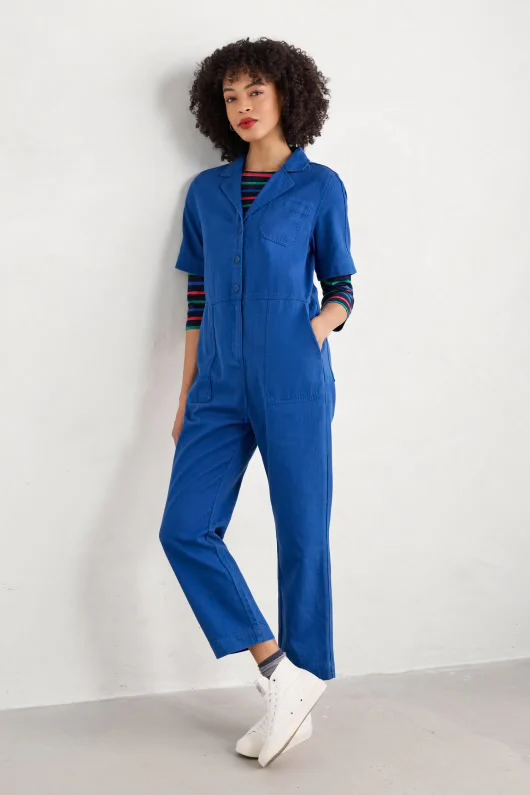 Seasalt Cornwall - ‘Clear Water’ Linen /Cotton Jumpsuit - Ink
