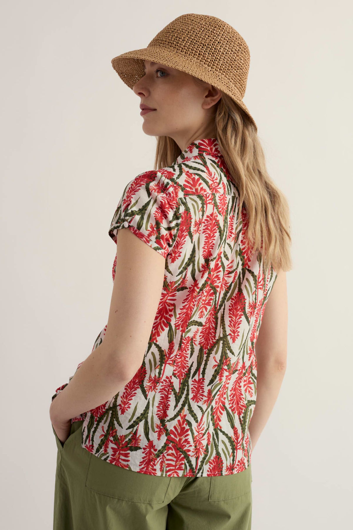 Seasalt Cornwall - Rushmaker - Short Sleeve Shirt - Red Hot Poker Chalk