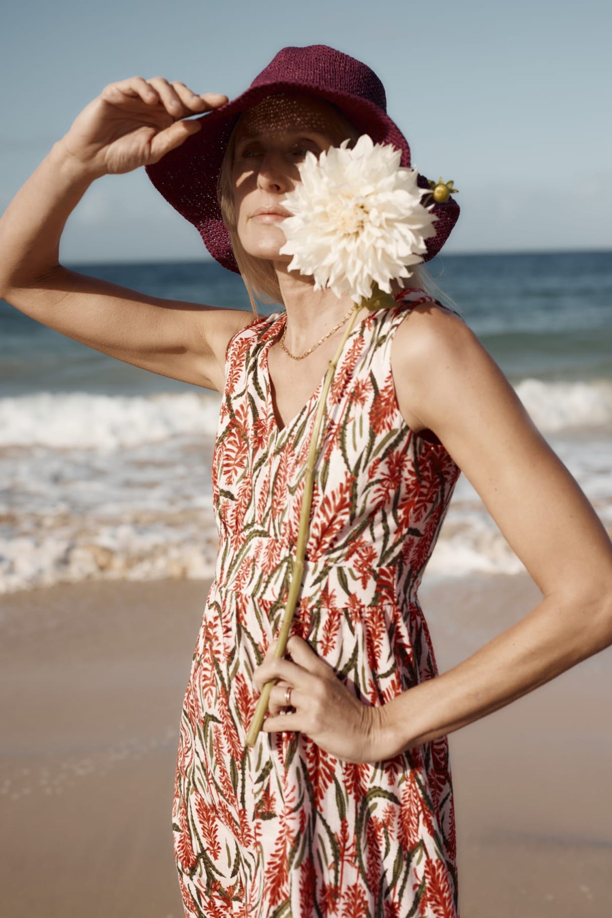 Seasalt Cornwall - Polmanter - Jersey Dress - Red Hot Poker Chalk