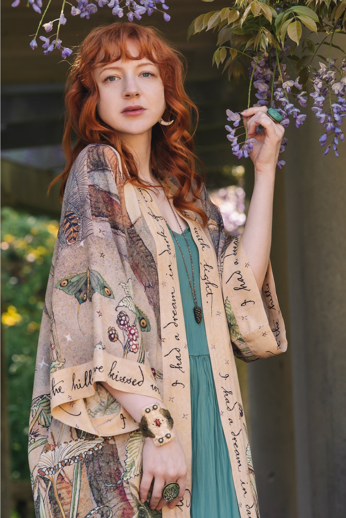Market Of Stars - ‘Lovelight Opera’ Bamboo Duster Kimono Robe - Woodland Deer & Swallow Duste