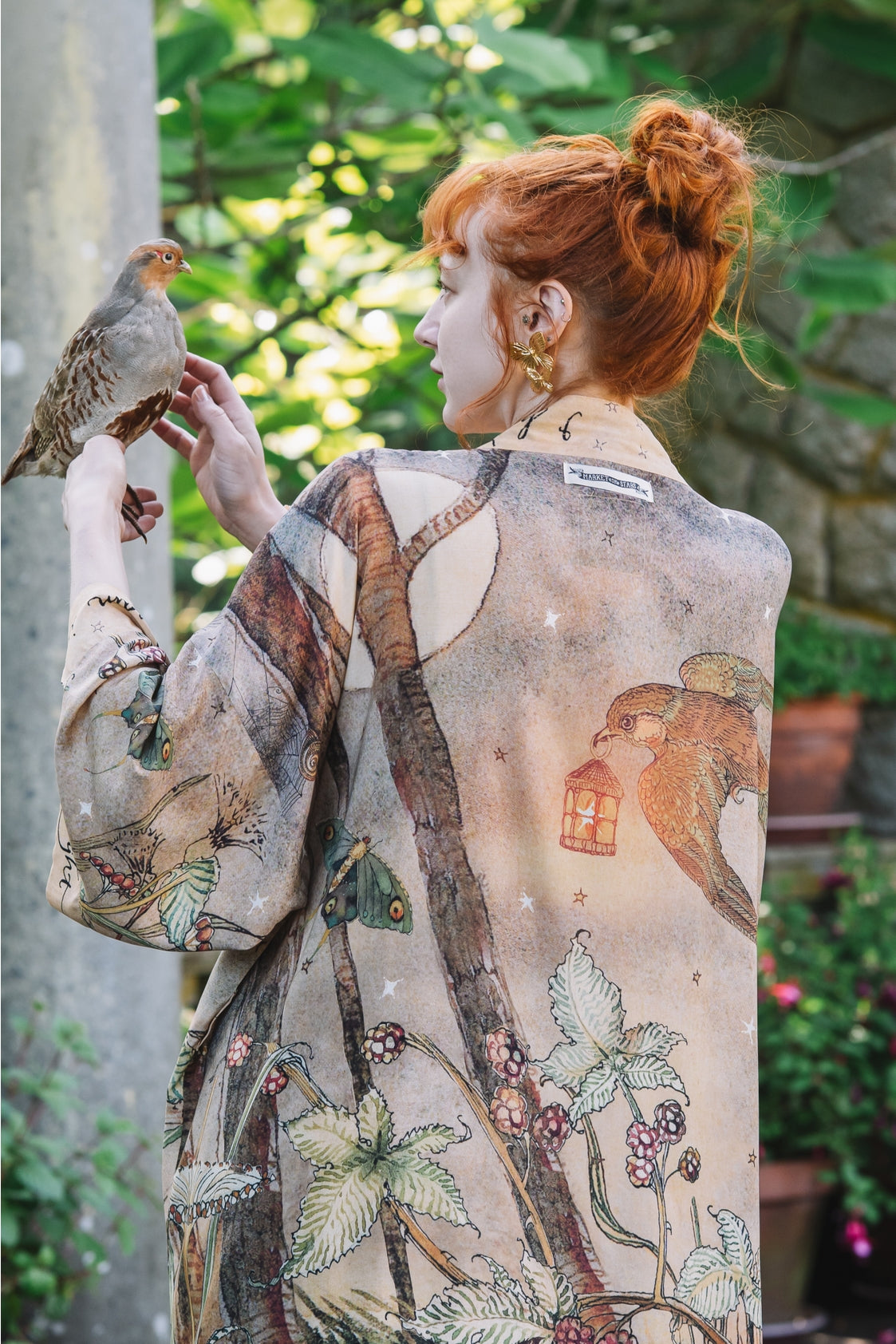Market Of Stars - ‘Lovelight Opera’ Bamboo Duster Kimono Robe - Woodland Deer & Swallow Duste