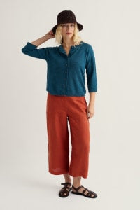 Seasalt Cornwall - Pentire Steps Linen & Organic Cotton Cardigan - Ocean Drift