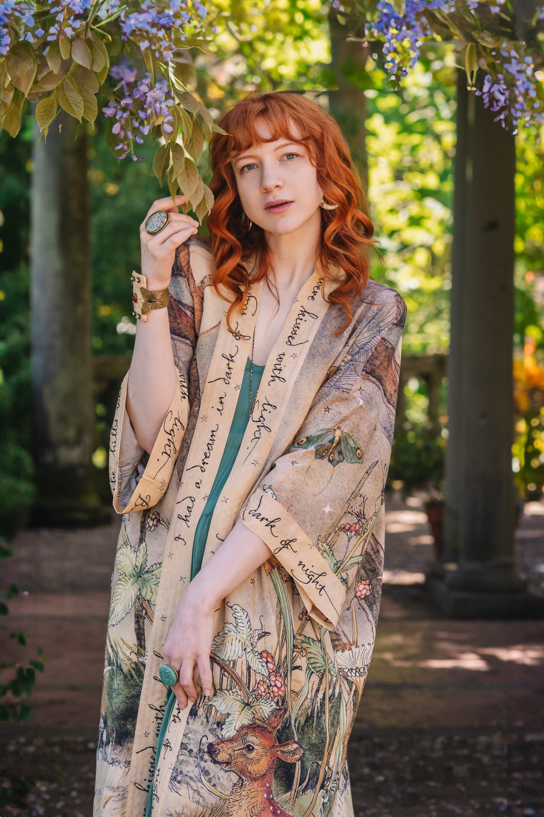 Market Of Stars - ‘Lovelight Opera’ Bamboo Duster Kimono Robe - Woodland Deer & Swallow Duste
