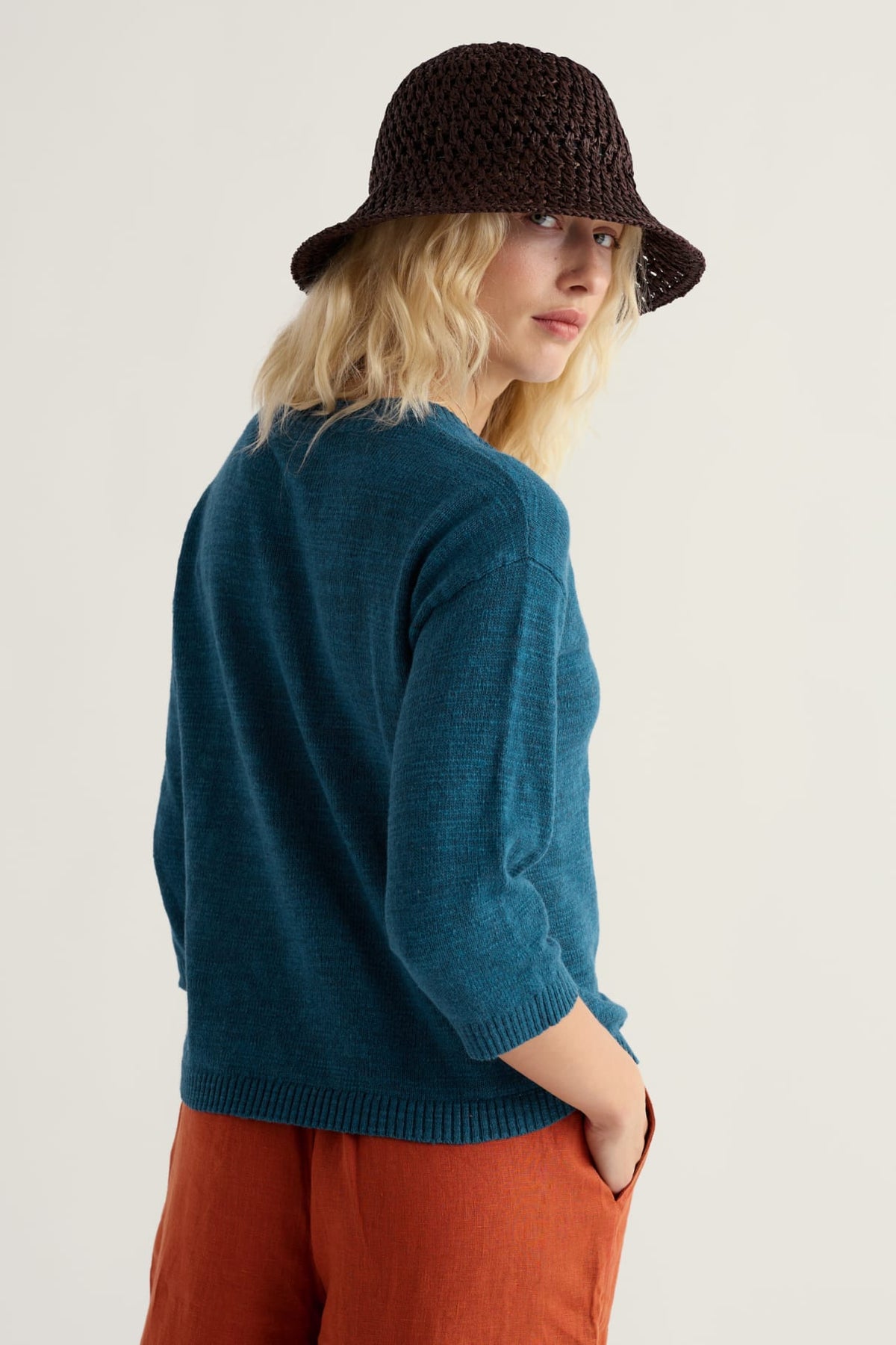 Seasalt Cornwall - Pentire Steps Linen & Organic Cotton Cardigan - Ocean Drift