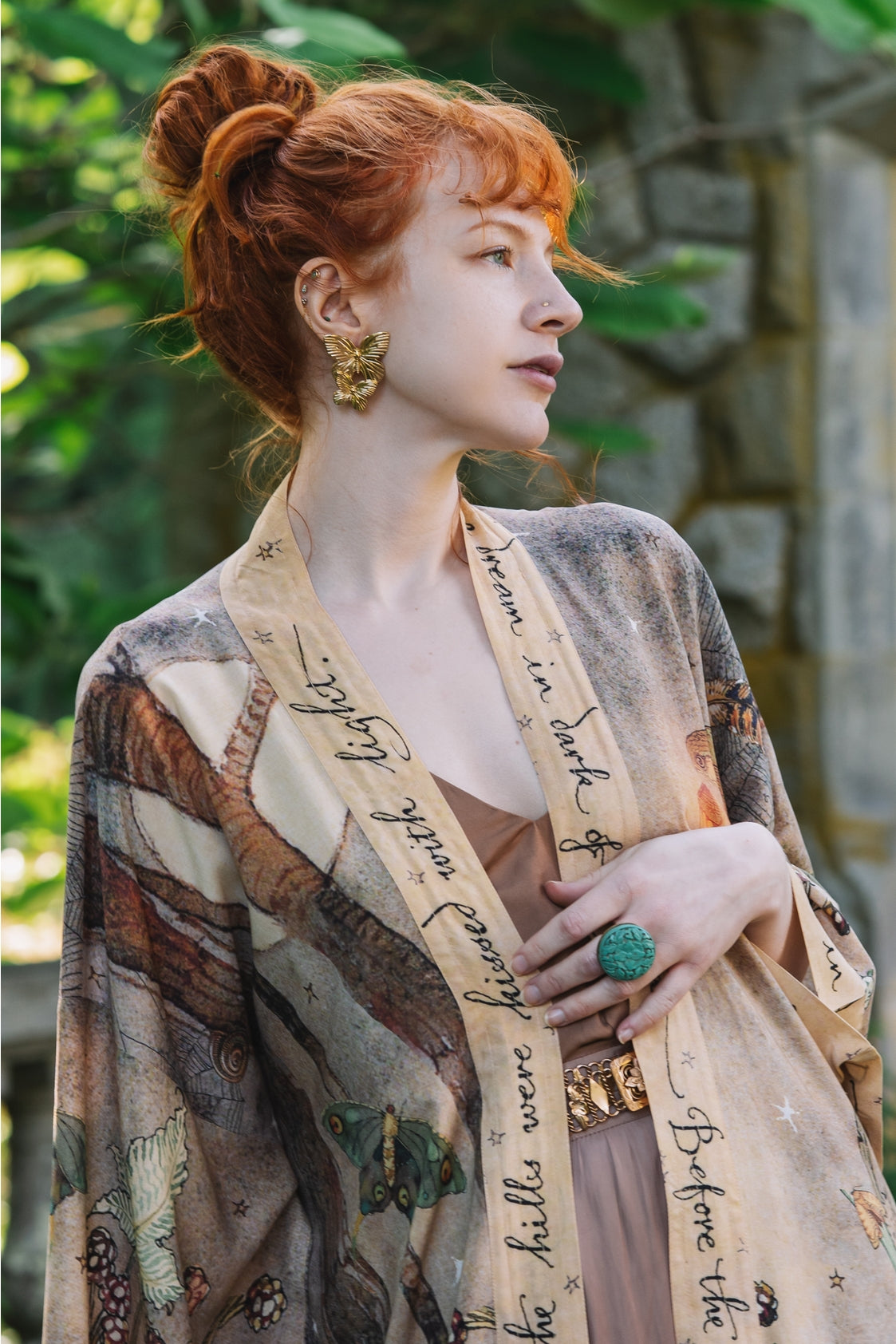 Market Of Stars - ‘Lovelight Opera’ Bamboo Duster Kimono Robe - Woodland Deer & Swallow Duste