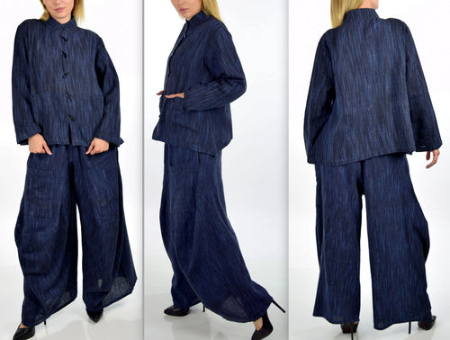 Contemporary Jacket Pant Set - Blue