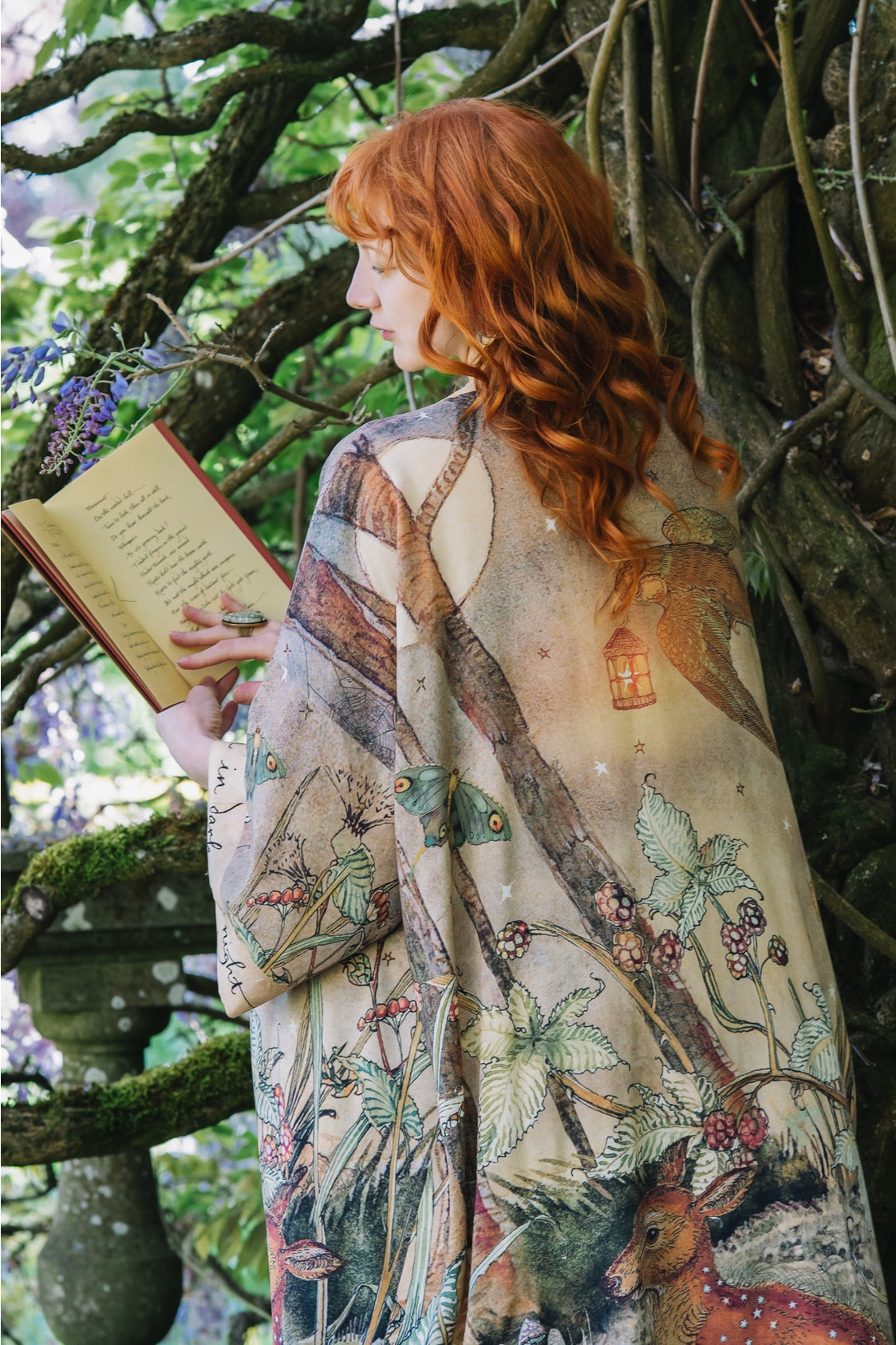 Market Of Stars - ‘Lovelight Opera’ Bamboo Duster Kimono Robe - Woodland Deer & Swallow Duste
