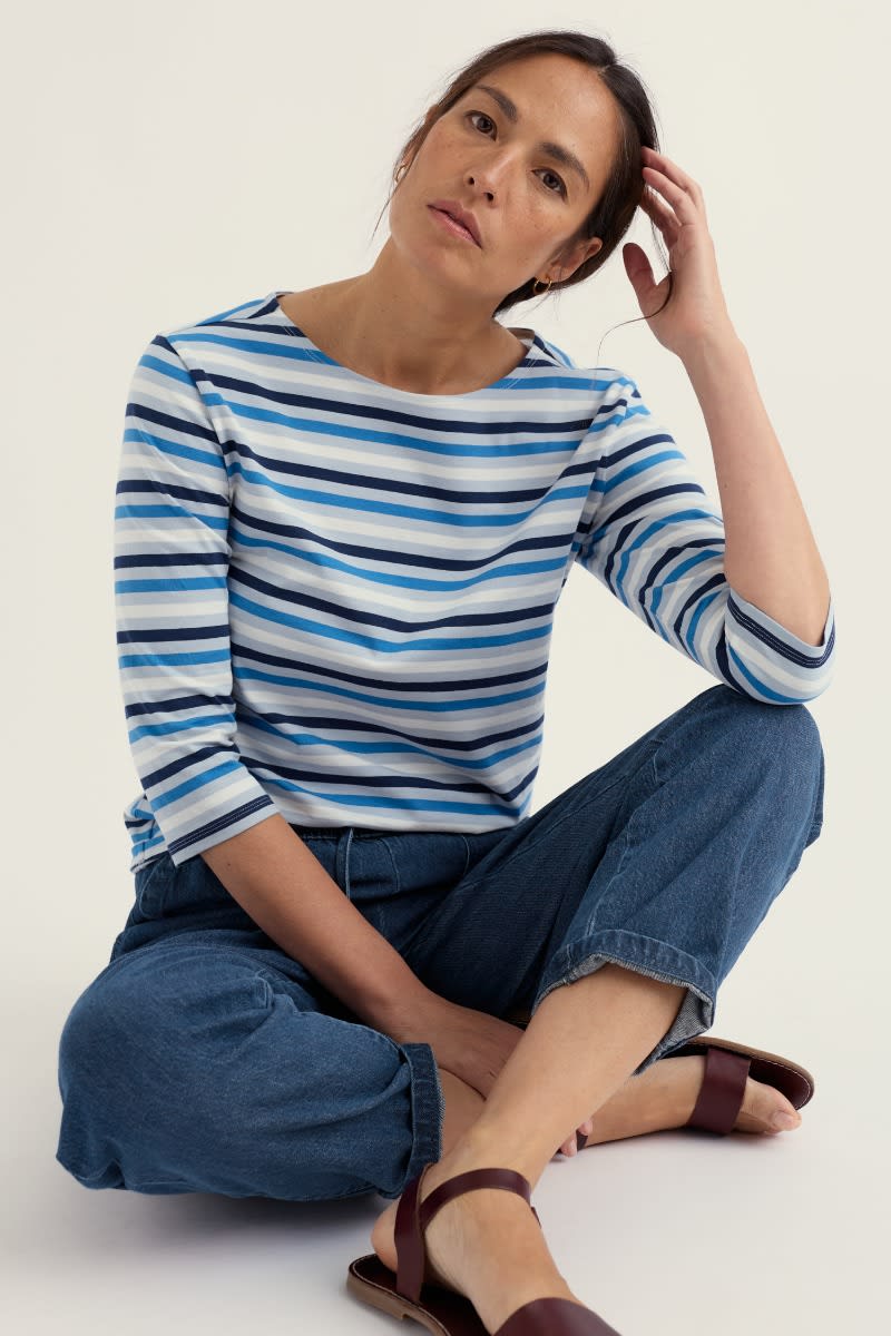 Seasalt Cornwall - Sailor 3/4 Sleeve Top in GOTS-Certified Organic Cotton Jersey
