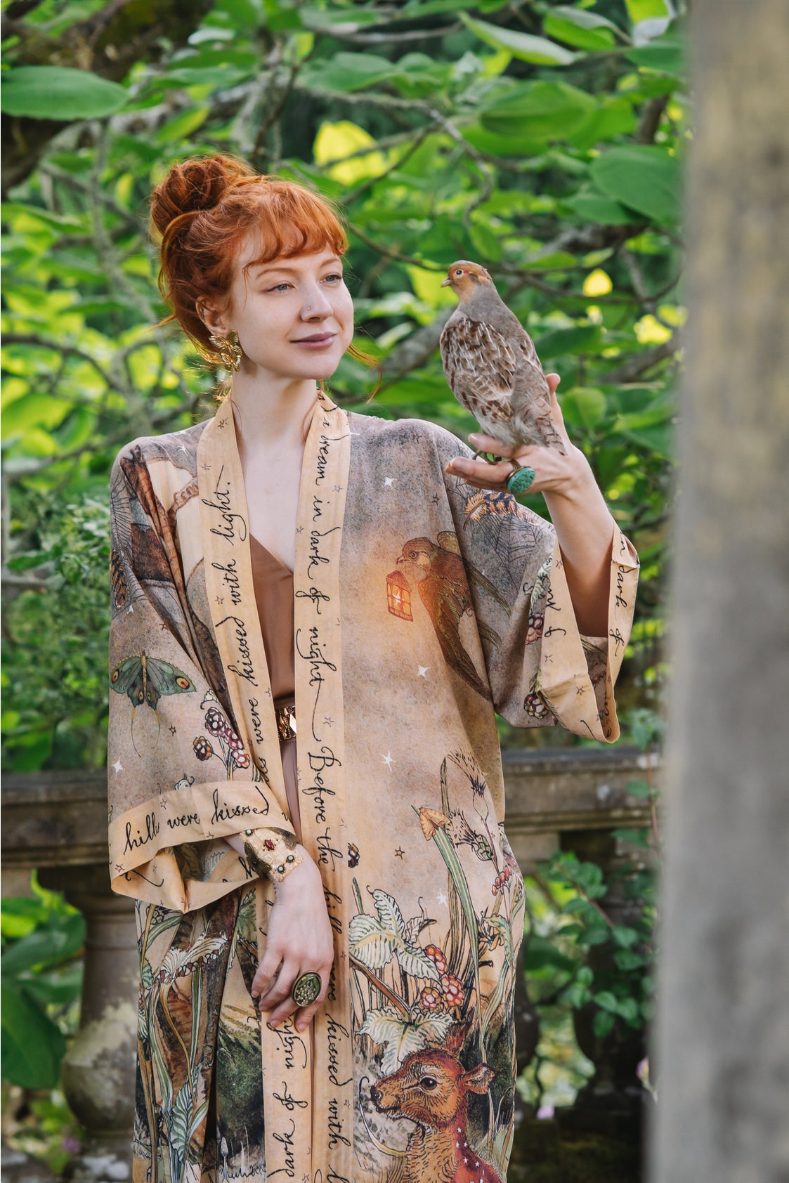 Market Of Stars - ‘Lovelight Opera’ Bamboo Duster Kimono Robe - Woodland Deer & Swallow Duste