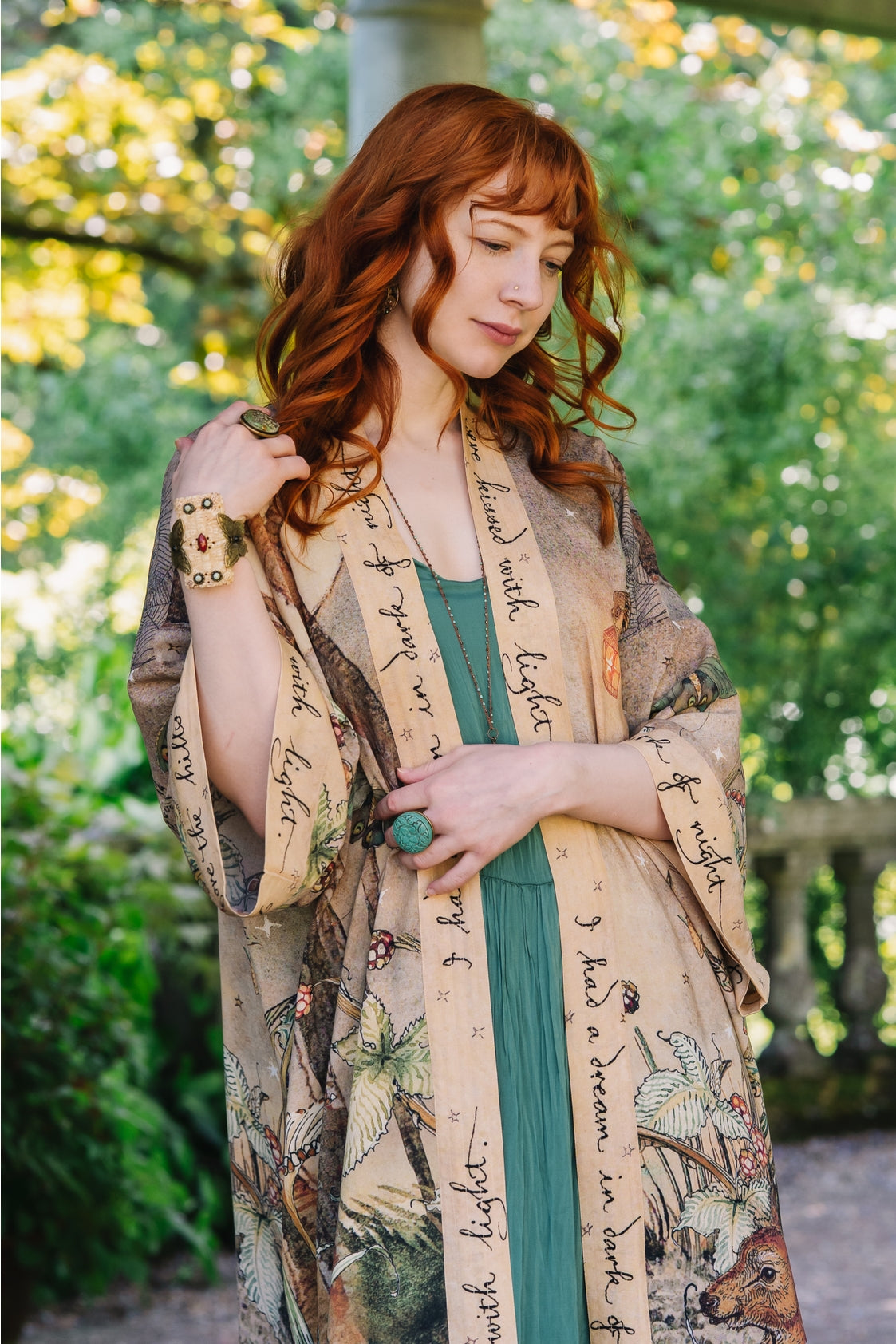 Market Of Stars - ‘Lovelight Opera’ Bamboo Duster Kimono Robe - Woodland Deer & Swallow Duste