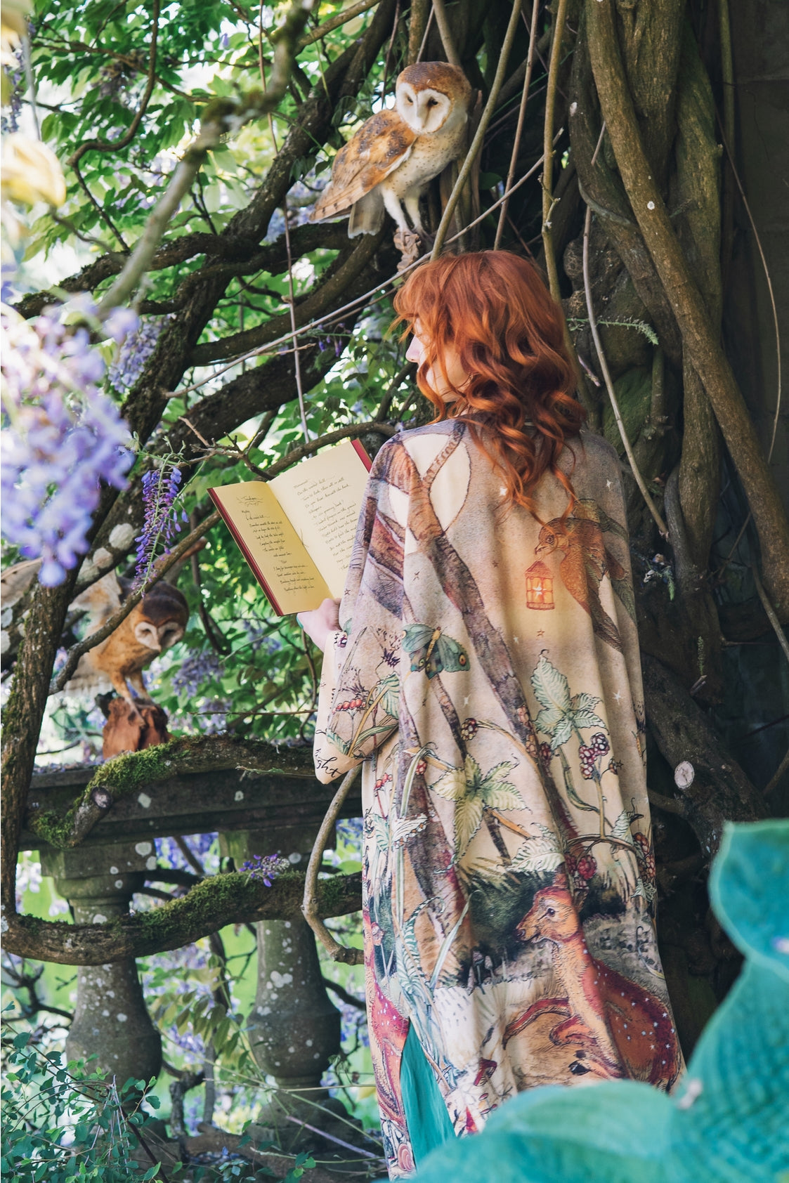 Market Of Stars - ‘Lovelight Opera’ Bamboo Duster Kimono Robe - Woodland Deer & Swallow Duste