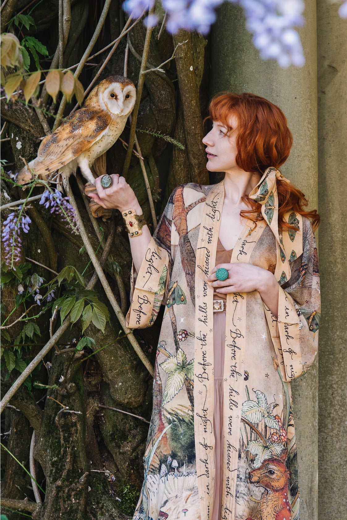 Market Of Stars - ‘Lovelight Opera’ Bamboo Duster Kimono Robe - Woodland Deer & Swallow Duste