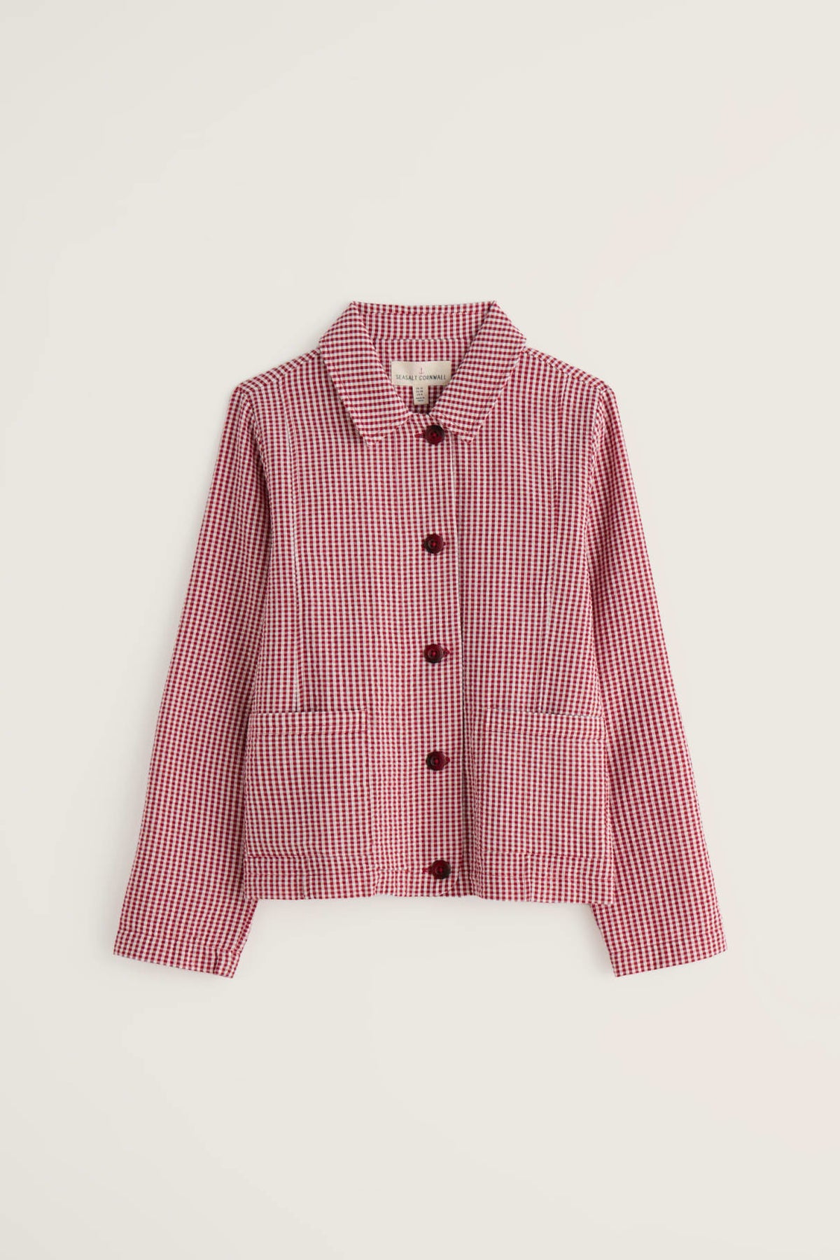 Seasalt Cornwall - Carnon Downs Jacket in GOTS-Certified Organic Cotton - Gingham Scarlet