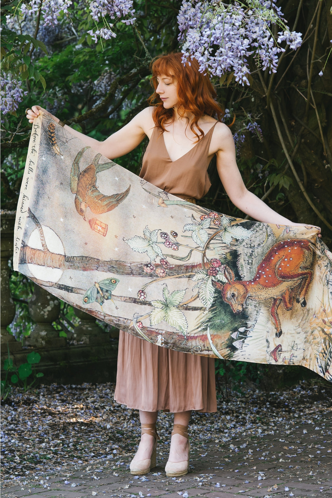 Market Of Stars Lovelight Scarf - Woodland Deer, Swallow & Poetry