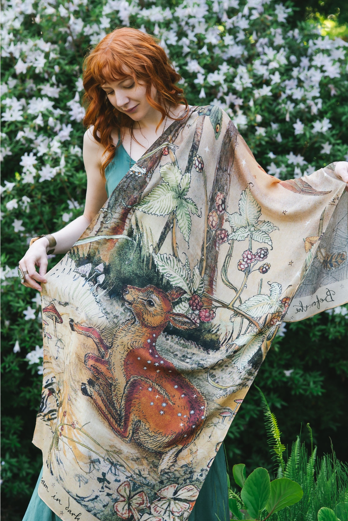 Market Of Stars Lovelight Scarf - Woodland Deer, Swallow & Poetry