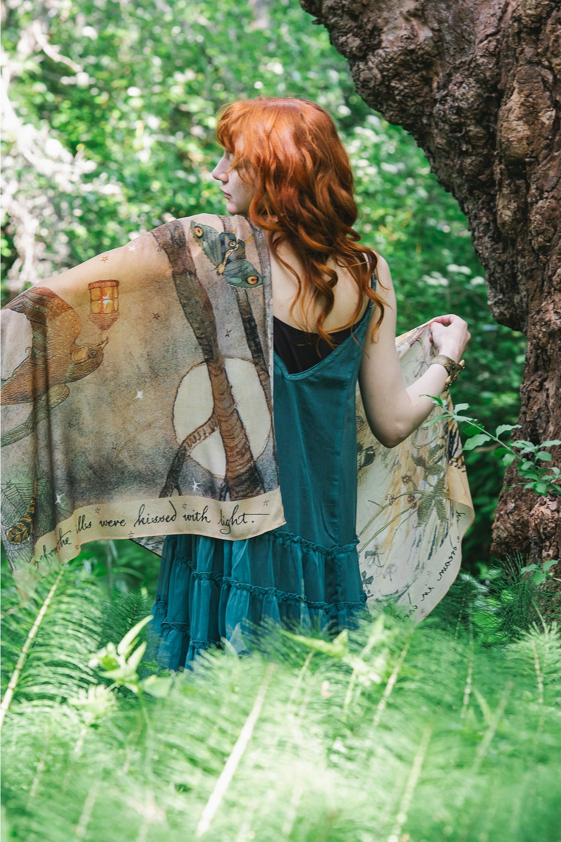 Market Of Stars Lovelight Scarf - Woodland Deer, Swallow & Poetry