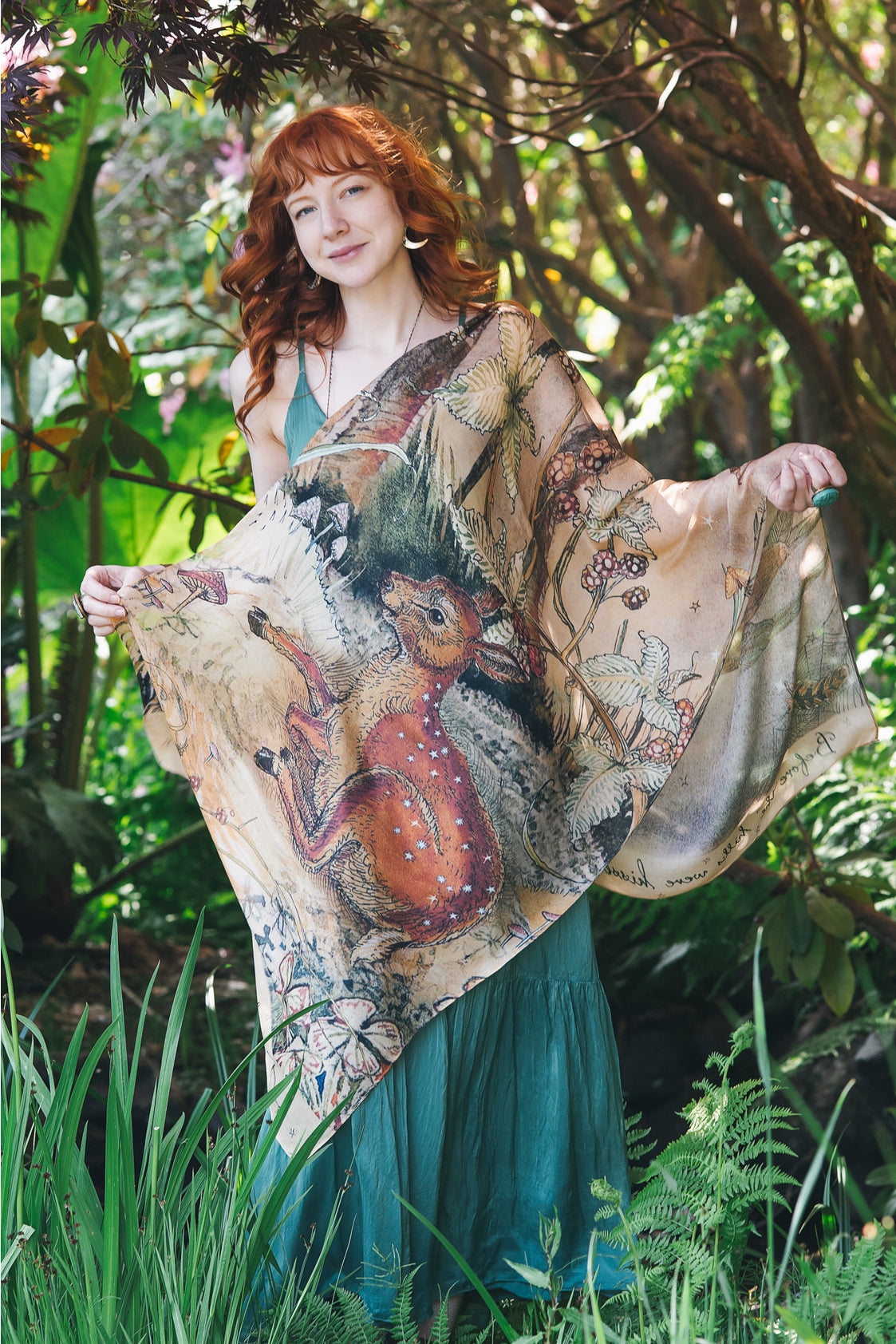Market Of Stars Lovelight Scarf - Woodland Deer, Swallow & Poetry