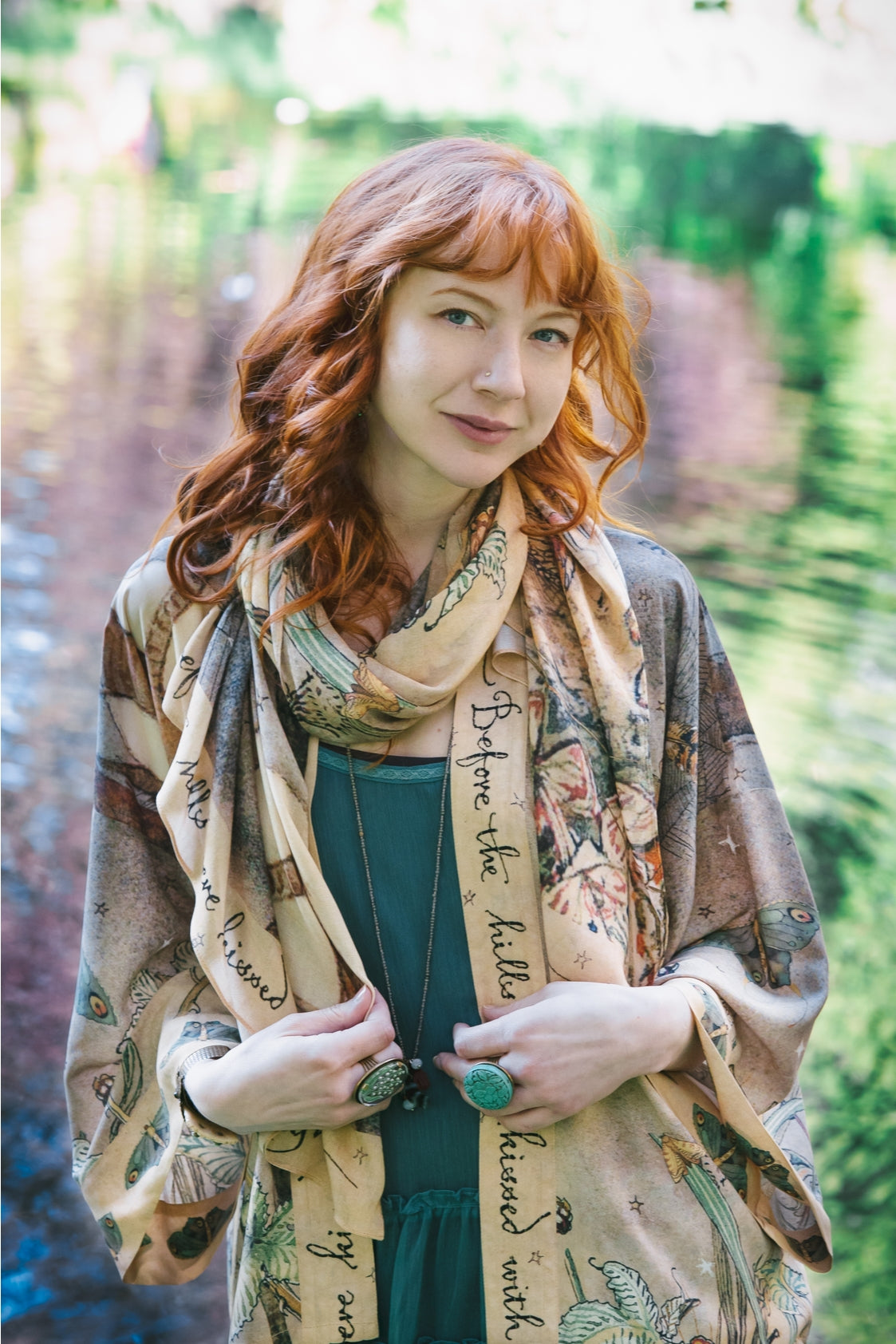 Market Of Stars Lovelight Scarf - Woodland Deer, Swallow & Poetry