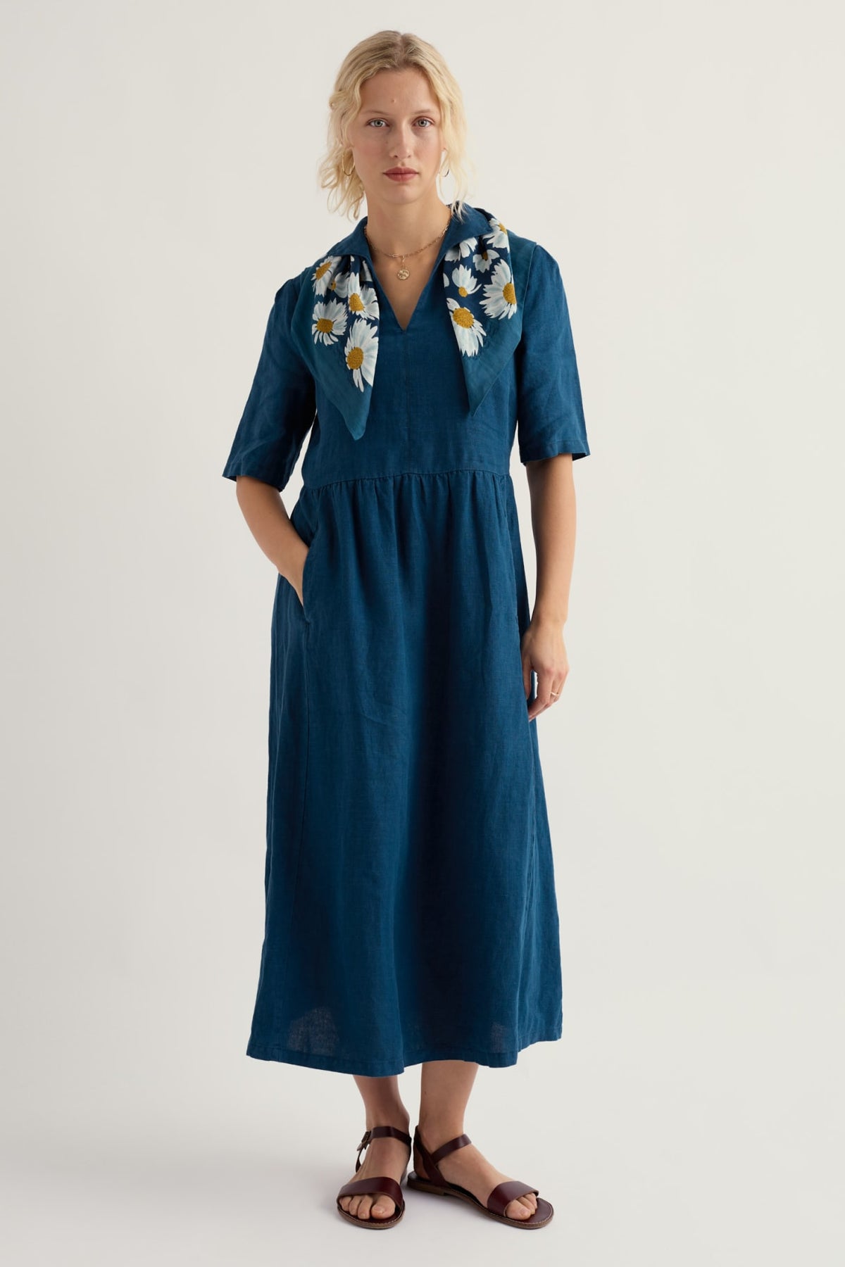 Seasalt Cornwall - Fen Violet - Linen Midi Dress - Ocean Drift