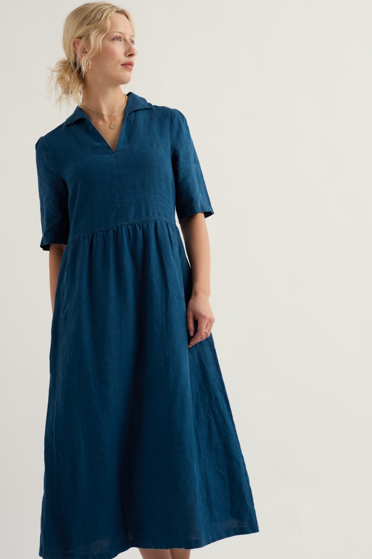Seasalt Cornwall - Fen Violet - Linen Midi Dress - Ocean Drift