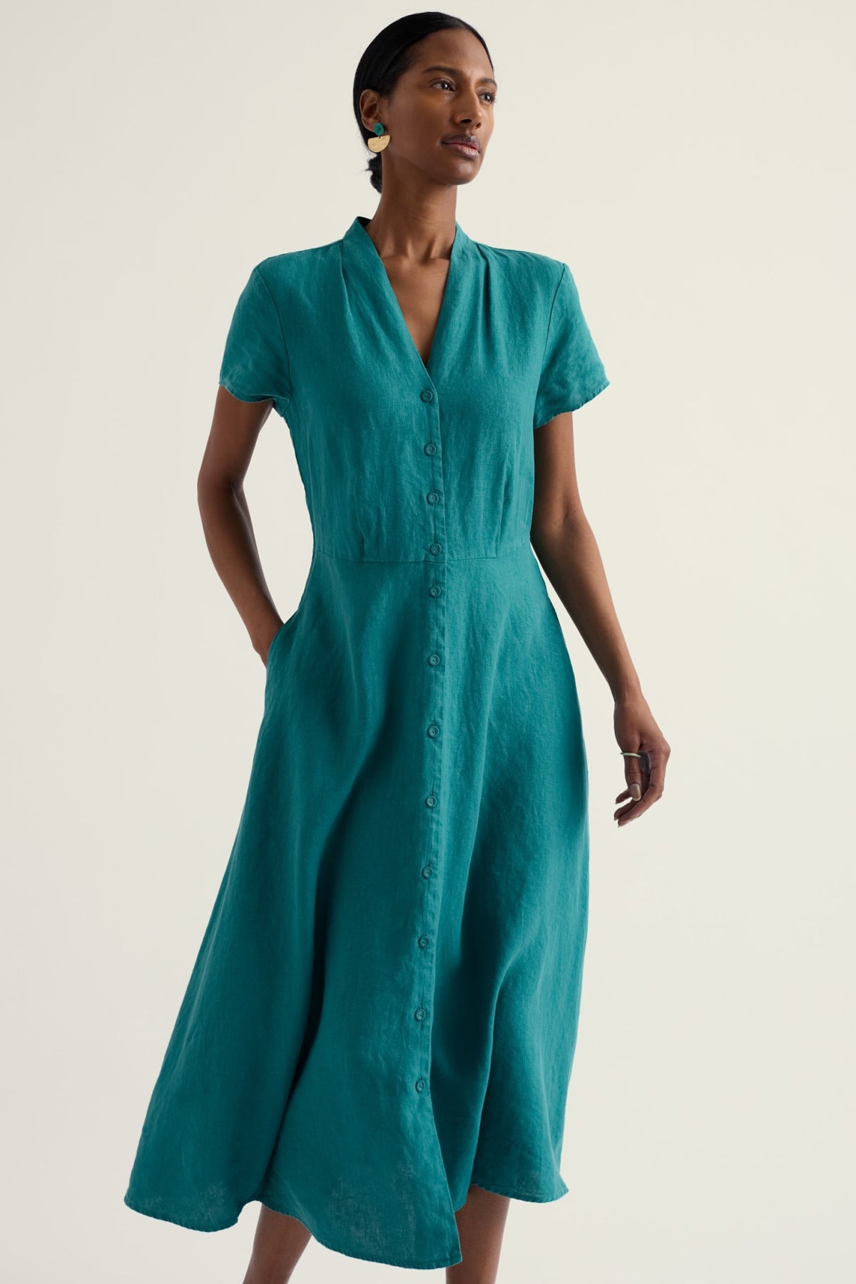 Seasalt Cornwall - Carved Wood - Linen Sleeveless Dress - Deep Dive