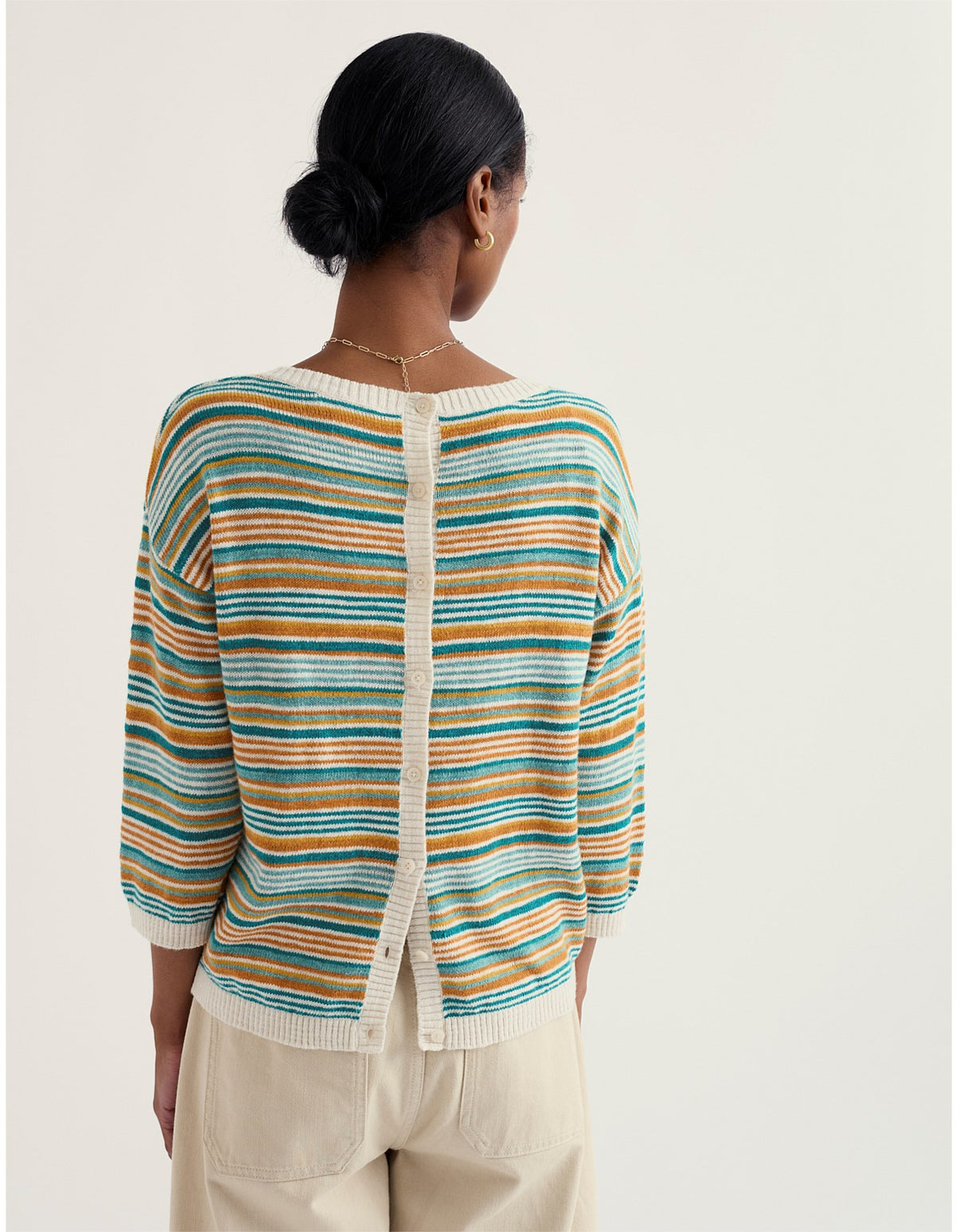Seasalt Cornwall - Knavock - Striped Jumper Made With Linen & Organic Cotton - Dittany Amber Multi