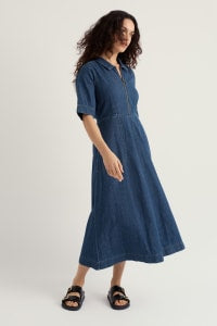 Seasalt Cornwall - Gwenter Denim Midi Dress - Mid Wash