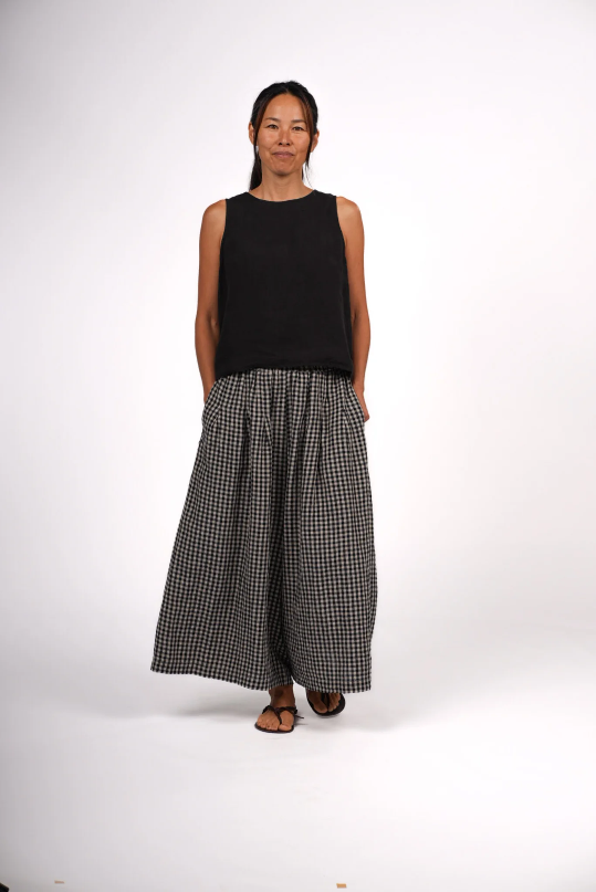 Montaigne - French Linen Culottes - Black Gingham