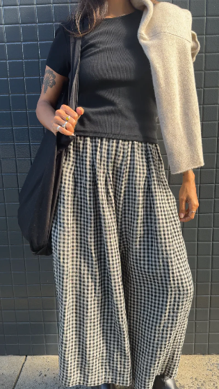 Montaigne - French Linen Culottes - Black Gingham