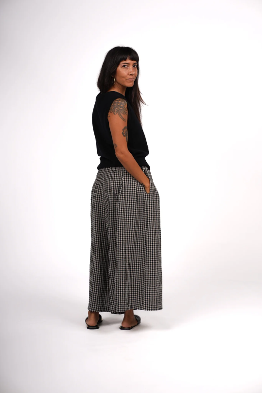 Montaigne - French Linen Culottes - Black Gingham