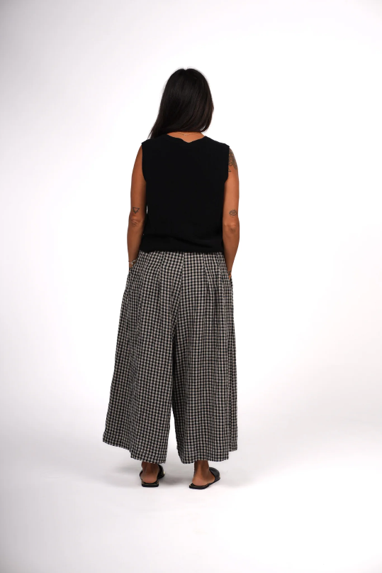 Montaigne - French Linen Culottes - Black Gingham