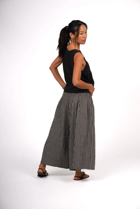 Montaigne - French Linen Culottes - Black Gingham