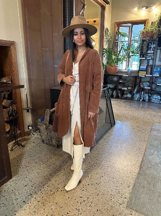 Frederic x Montaigne Pissarro Longline Velvet Coat
