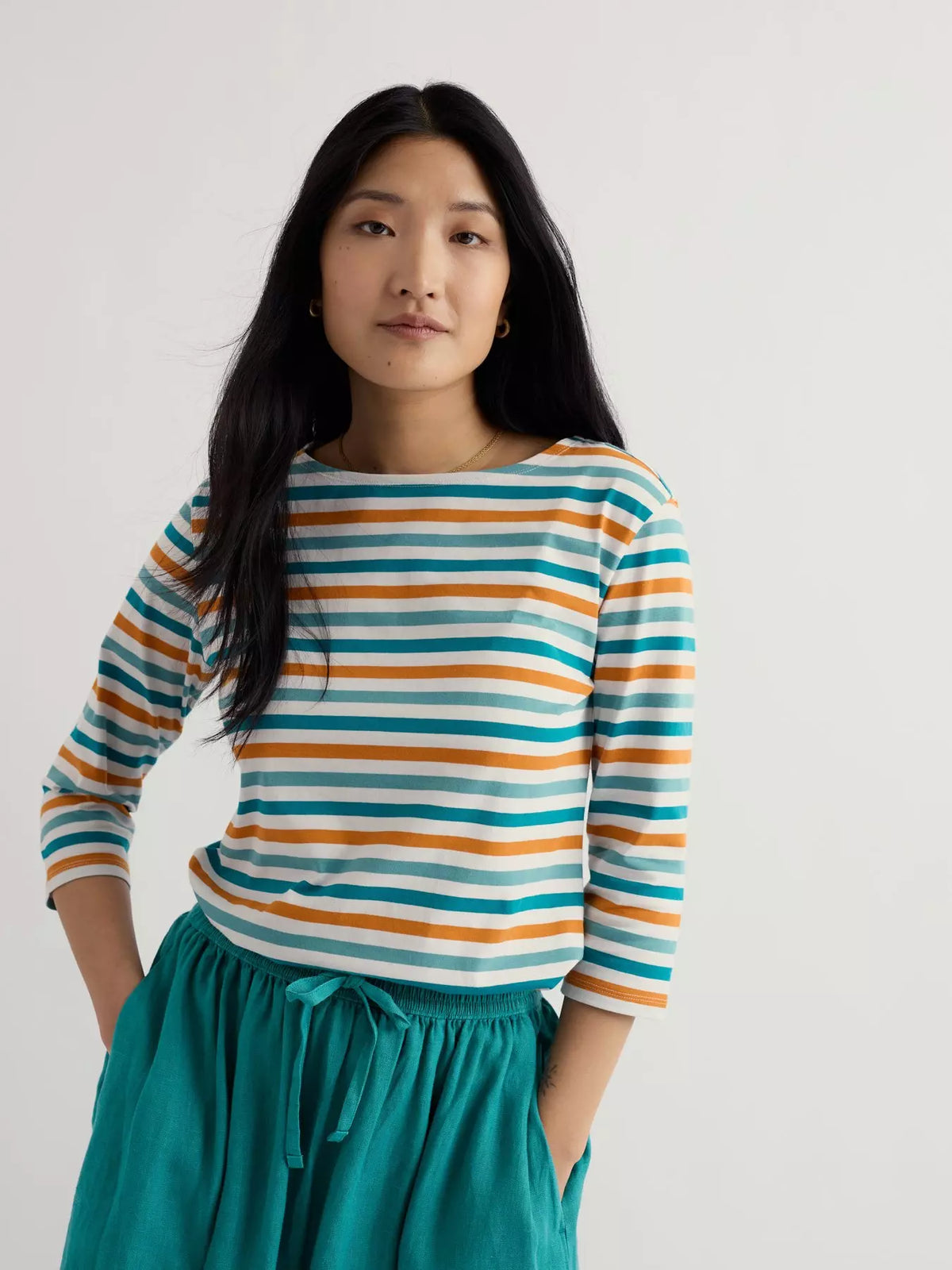 Seasalt Cornwall - Sailor 3/4 Sleeve Top in GOTS-Certified Organic Cotton Jersey
