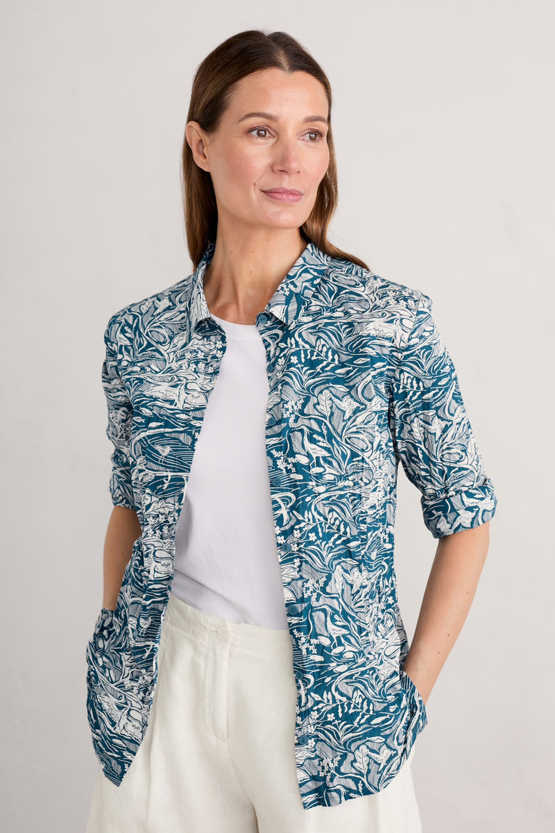 Seasalt Cornwall Larissa Shirt - Helford Birds Ocean Drift