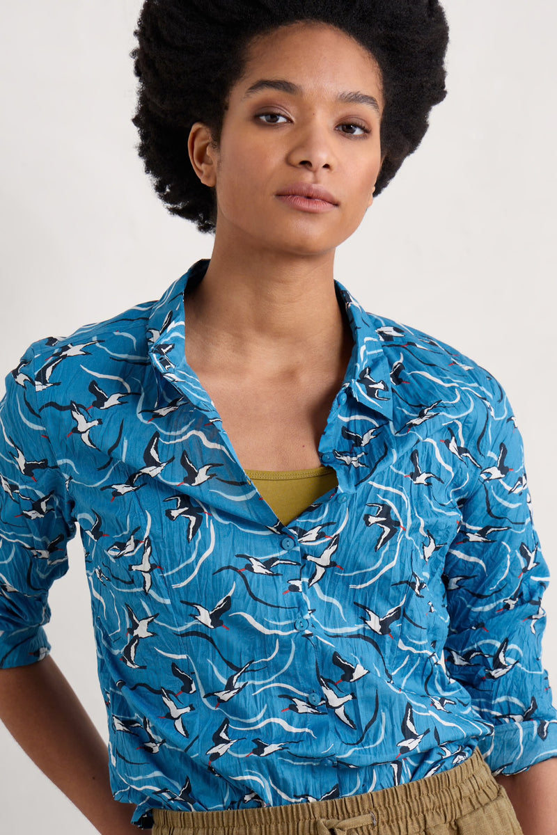 Seasalt Cornwall Larissa Shirt - Helford Birds Ocean Drift – Ecolena