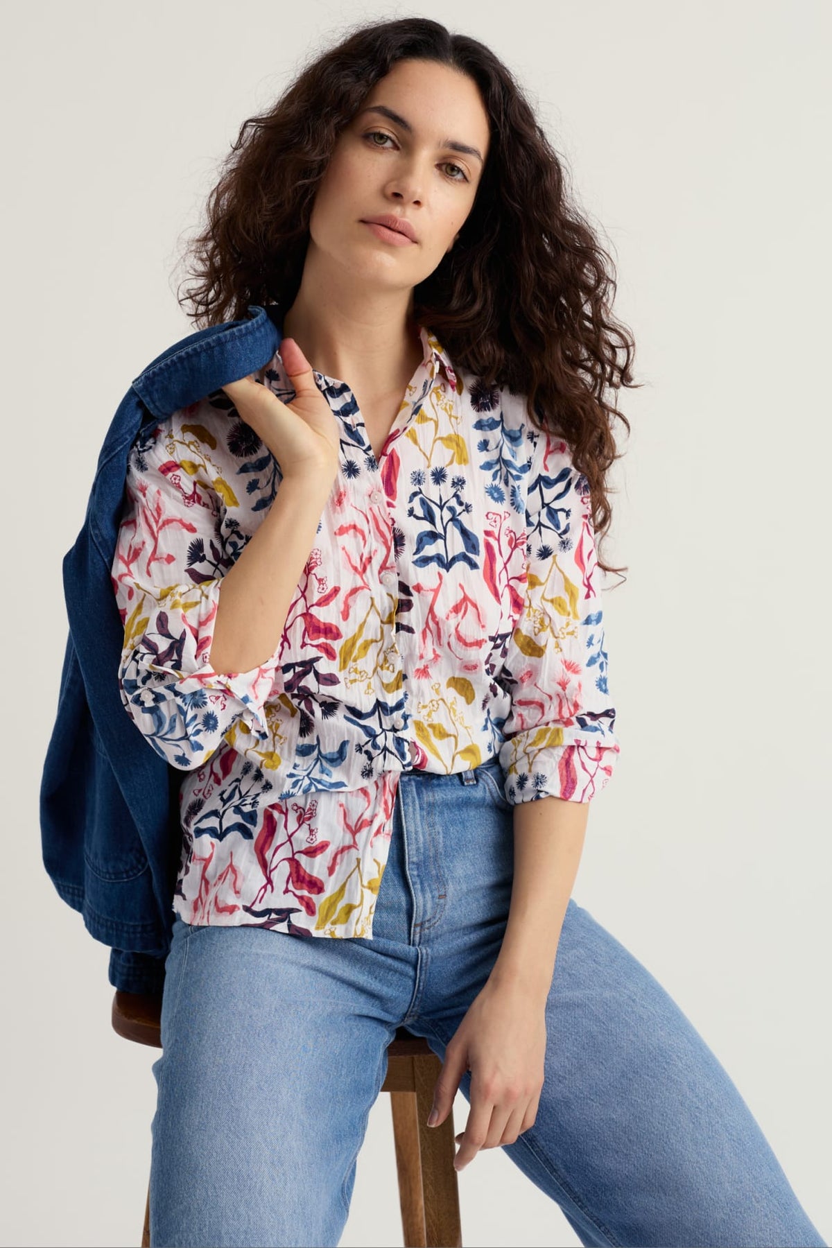 Seasalt Cornwall - Organic Cotton Larissa Shirt - Inky Botanical Chalk