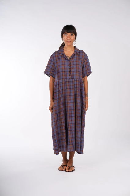 Montaigne - Vianne French Linen Dress - Plaid
