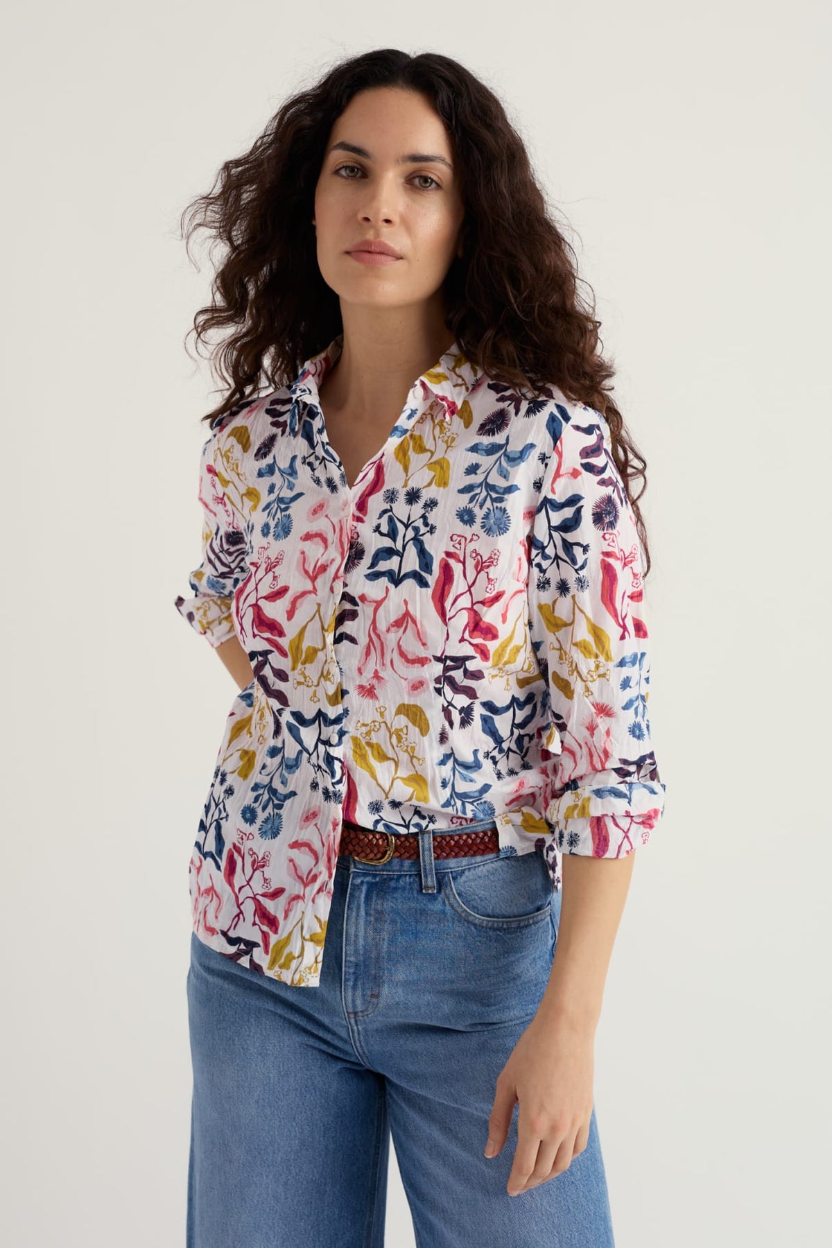 Seasalt Cornwall - Organic Cotton Larissa Shirt - Inky Botanical Chalk