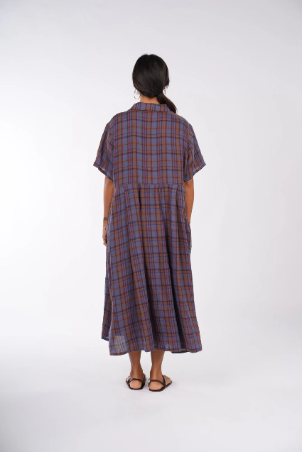 Montaigne - Vianne French Linen Dress - Plaid