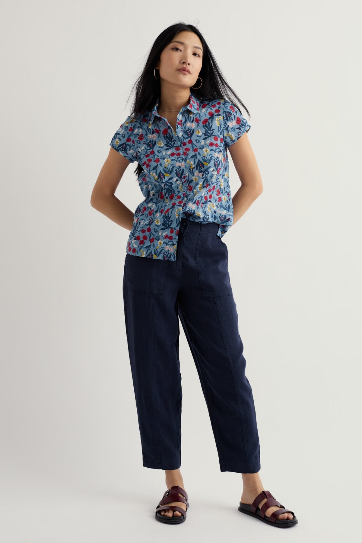 Seasalt Cornwall - Rushmaker - Short Sleeve Shirt - Spring Stems Seascape Mix