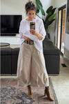 Montaigne ‘Caroline’ Wide Leg Gathered Poplin Cotton Pants - Various Colours