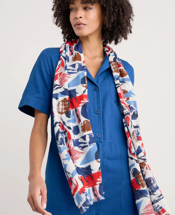 Seasalt Cornwall - Summer Scarf - Marine Forms Chalk