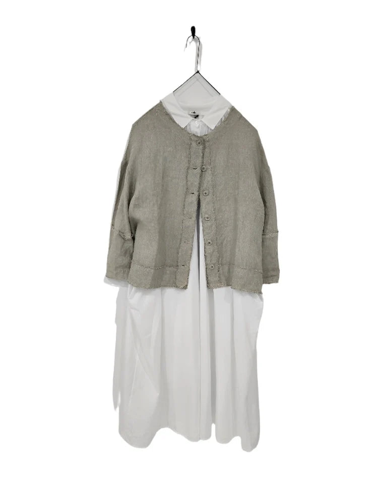 Frederic Italian Linen Button Up Jacket With Raw Frayed Edge - Various Colours