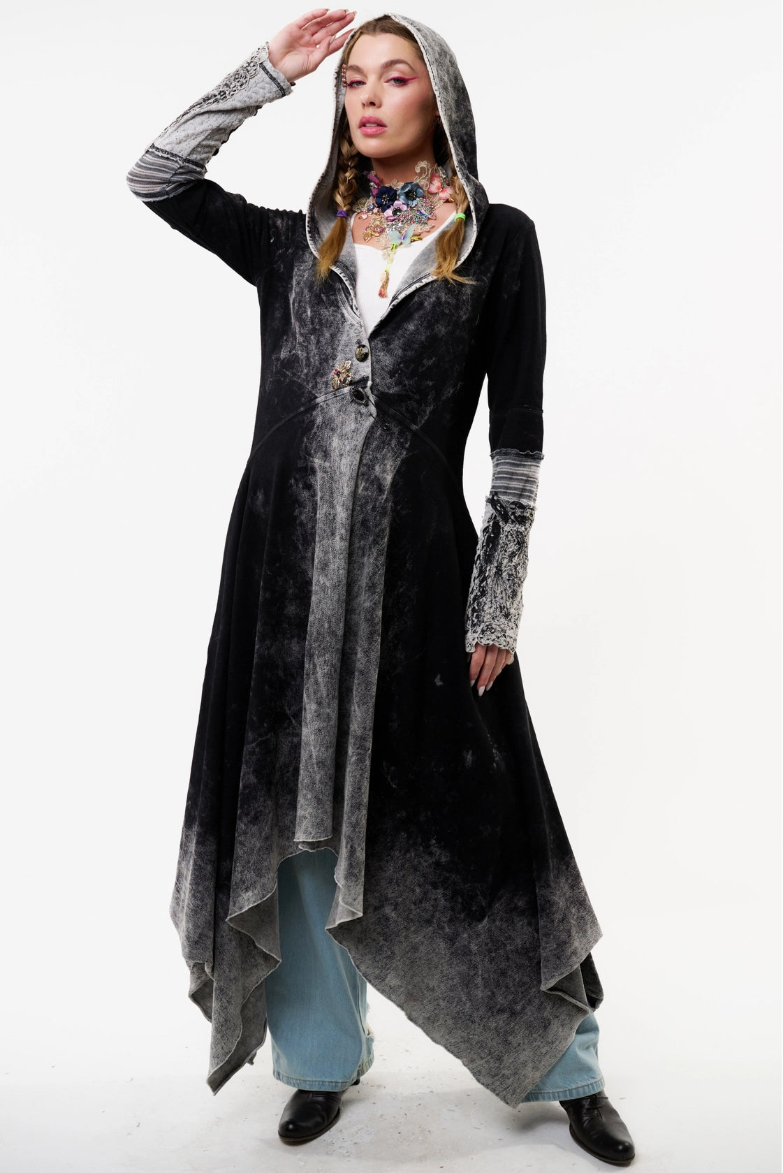 Aratta - Forest Goddess French Terry Coat - Charcoal