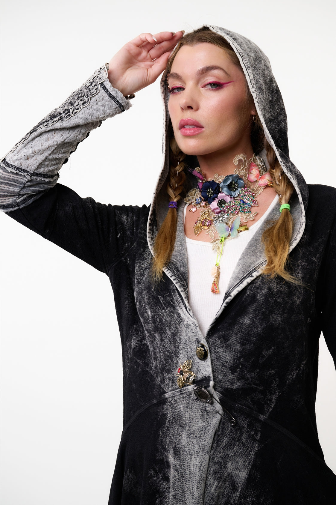 Aratta - Forest Goddess French Terry Coat - Charcoal