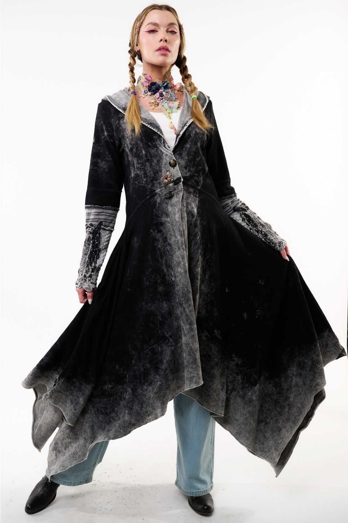 Aratta - Forest Goddess French Terry Coat - Charcoal