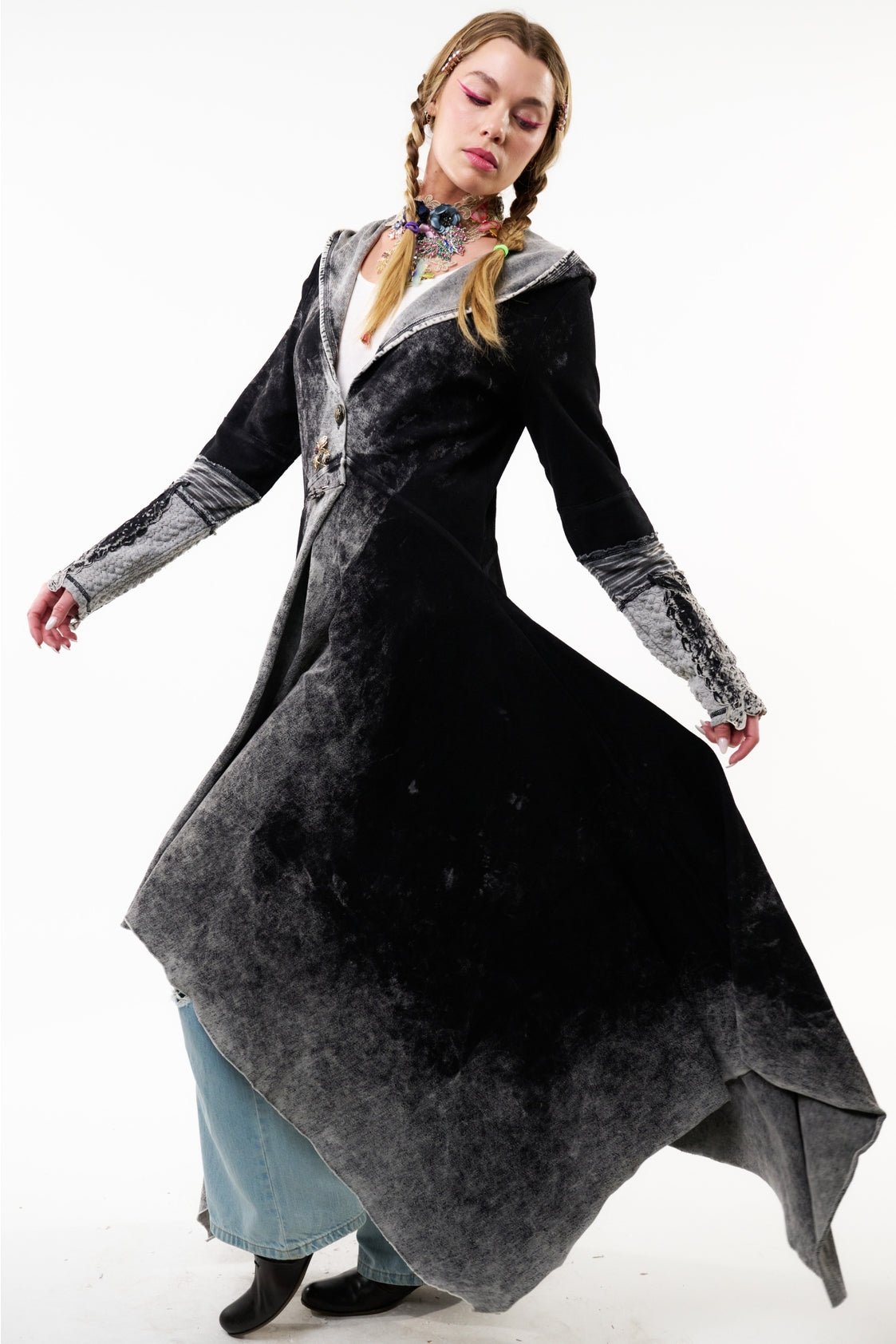 Aratta - Forest Goddess French Terry Coat - Charcoal